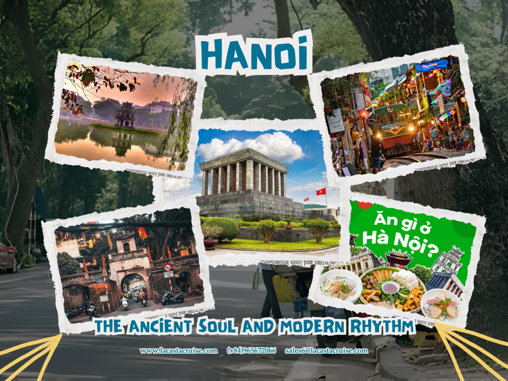 Iconic landmarks in Hanoi including Hoan Kiem Lake, Hanoi Old Quarter, the Temple of Literature, and Ho Chi Minh Mausoleum — showcasing Vietnam cultural heritage sites and unforgettable places in Vietnam.