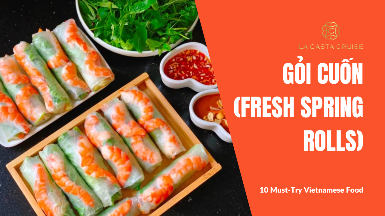 Vietnamese fresh spring rolls with shrimp and herbs