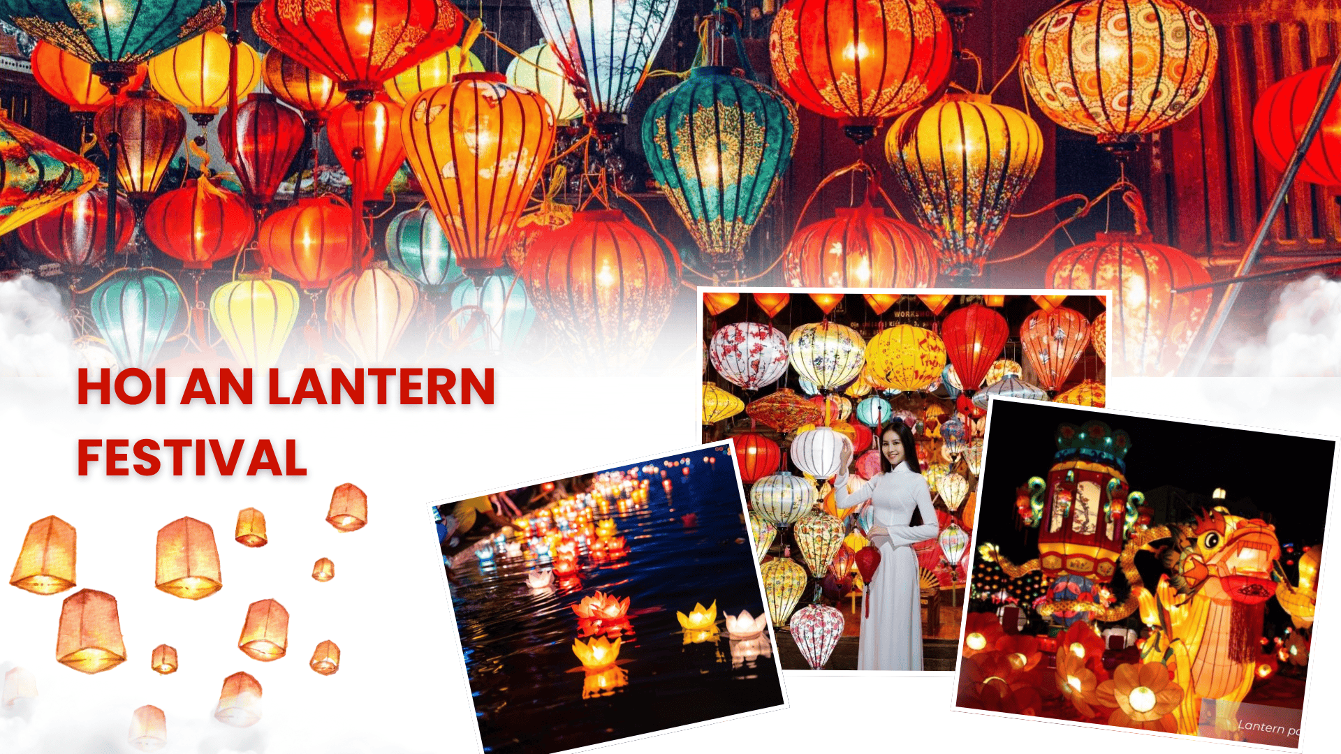 Thousands of lanterns lighting up Hoi An Ancient Town during the full moon, an iconic experience among Vietnam festivals for tourists.