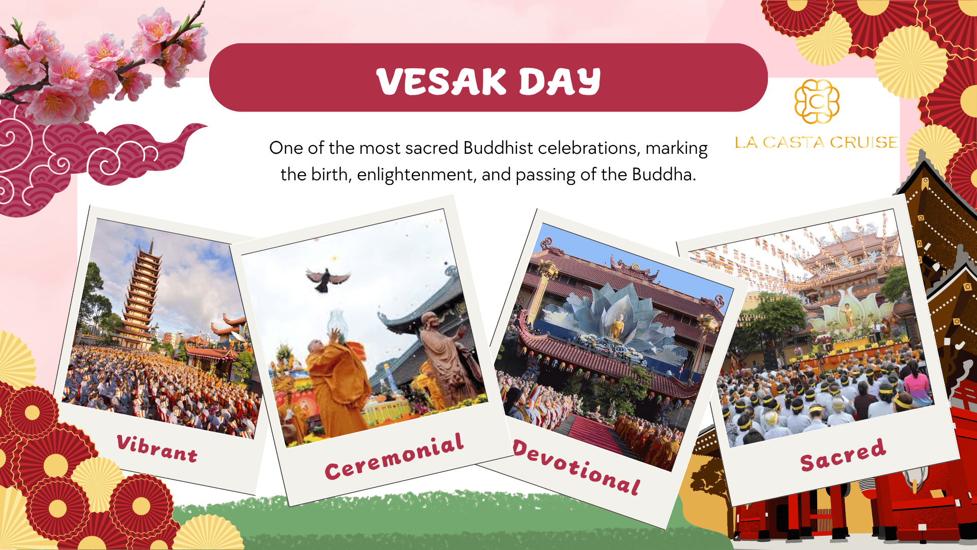 Buddhist monks celebrating Vesak Day, one of the most peaceful and spiritual Vietnam festivals for tourists.