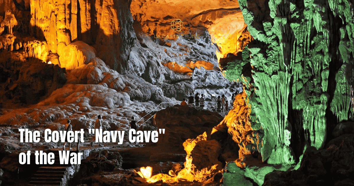 Historic military remnants inside the Navy Cave during a Vietnam cave exploration tour.