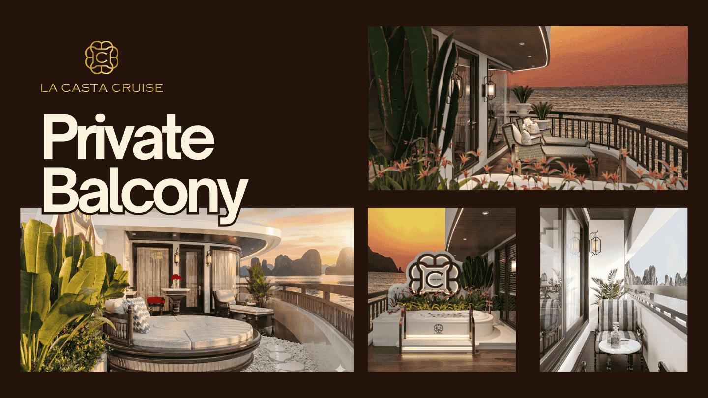 Private balcony cruise Lan Ha bay La Casta Star Suite