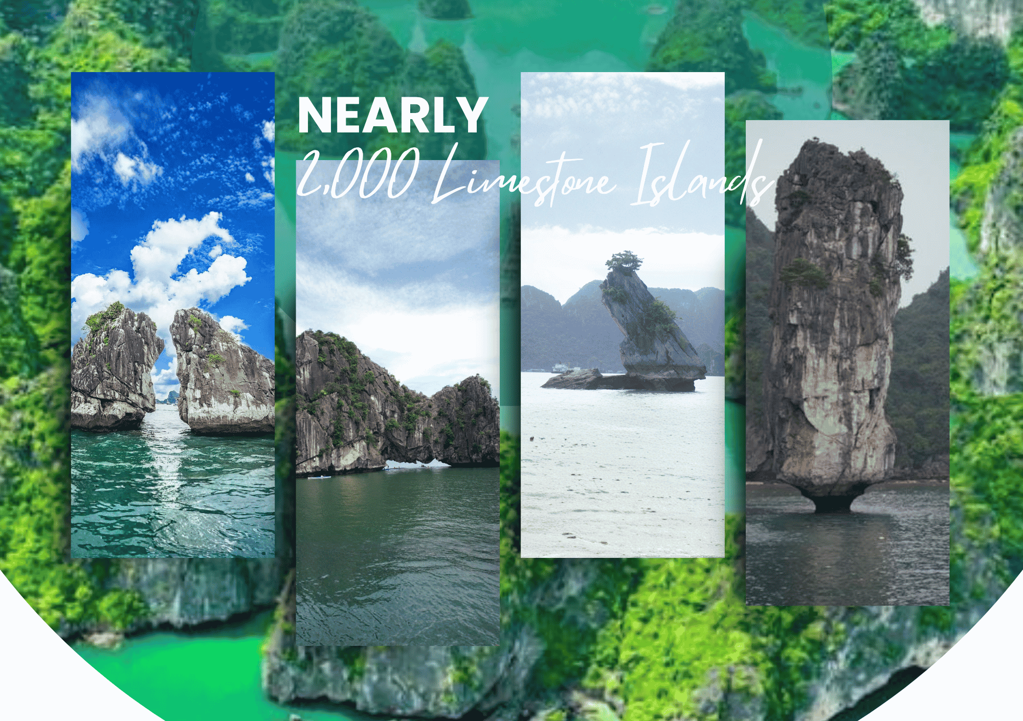 Panoramic aerial view of the vast labyrinth of limestone islands forming Ha Long Bay hidden gems.